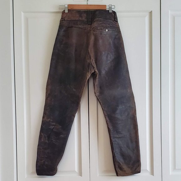 Vintage Distressed Leather Moto Riding Pants - Picture 2 of 16
